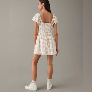 American Eagle Outfitters White and Gold Mini Dress
